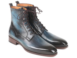 Paul Parkman Men's Blue & Brown Leather Boots (ID#BT548AW)