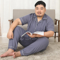 Plus Size Knit Cotton Short Sleeved Trousers Pajamas Sets Men Pyjamas Sleepwear Summer Simple Homewear Pajamas for Male