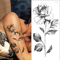 TATTRENDY - 10Pcs Temporary Tattoo Sticker for Men Shoulder Tattoos Black Sketches Tattoo Designs Shoulder Arm Sleeve Tattoo Fake Boys Body Art