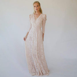 BLUSHFASHION - Original Blush Puffed Sleeves Wedding Dress #1283