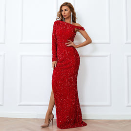 EVELYN BELLUCI - Original Fiona Red One Shoulder Gown