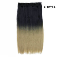 Original Synthetic Clip in Hair Extension Ombre Bayalage Long Straight Flase Hair Pieces for Women 24" 5clips One Piece 3/4 Head