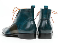 Paul Parkman Wingtip Ankle Boots Dual Tone Green & Blue (ID#PT777GRN)