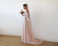 BLUSHFASHION - Original Baby Pink Off-The-Shoulder Dress With Train #1148