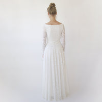 BLUSHFASHION - Original Ivory Sweetheart Lace Wedding Dress With Long Sleeves #1361