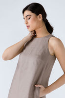 CONQUISTA FASHION - Original Taupe Sleeveless Sack Dress