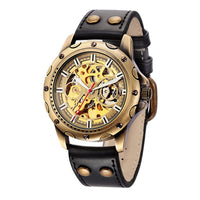 Men Watch Skeleton Automatic Mechanical Male Clock Top Brand Luxury Retro Bronze Sport Military Wristwatch Relogio Masculino