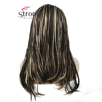 StrongBeauty Long Gray With Dark Roots Ombre Braided 3/4 HEADBAND Full Synthetic Wig Box Braids Wig Coverage Wigs COLOUR CHOICES