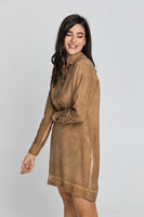 CONQUISTA FASHION - Original Tencel Taupe Shirt Dress