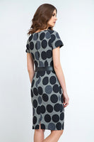 CONQUISTA FASHION - Original Straight Polka Dot Dress With Pleather Waistband