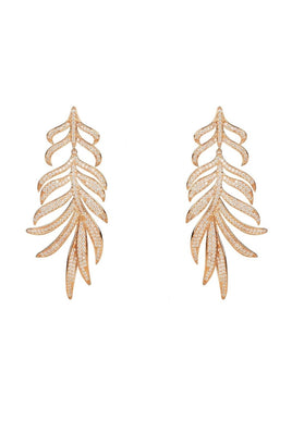 Original Feathered Leaf Statement Drop Earring Rosegold