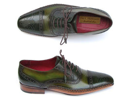 Paul Parkman Men's Side Handsewn Captoe Oxfords Green (ID#5032-GREEN)