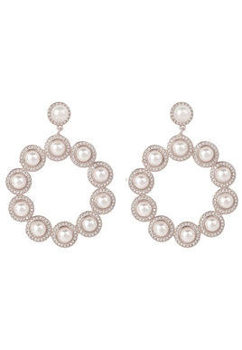 Original Gatsby Pearl Gemstone Statement Earrings Silver