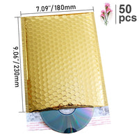 50pcs/Pack Laser Silver Packaging Shipping Bubble Mailer Gold Foil Plastic Padded Envelope Gift Bag Mailing Envelope Bag