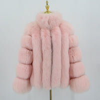 PINK JAVA OFFICIAL STORE - Original Pink Java QC19018 Women Coat Winter Fur Jacket Real Fox Fur Coats Natural Fur Jackets Long Sleeves Hot Sale Stand Collar