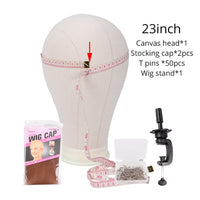 Plussign Professional Wig Block Canvas Mannequin Head With Stand Clamp for Wig Making 21-25 Inch Training Head for Hairdressers