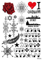 1sheet Multi-Style 24models Hot Trendy Temporary Tattoos Arm Body Art Arabic Word  Geometric Tattoo Sticker Black Tatuagem HOT