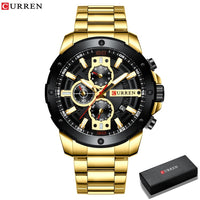 CURREN Watches Men Stainless Steel Band Quartz Wristwatch Military Chronograph Clock Male Fashion Sporty Watch Waterproof 8336