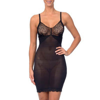 BODY BEAUTIFUL SHAPEWEAR - Original Hi Power Mesh Full Body Slip Shaper With Lace Detail at Bust Black