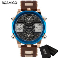 BOAMIGO Mens Watches Top Luxury Brand Men Sports Watches Men's Quartz LED Digital 3 Clock Man Male Wrist Watch Relogio Masculino