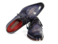 Paul Parkman Men's Blue & Navy Hand-Painted Derby Shoes (ID#PP2279)