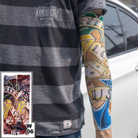 1pc Hot Sale Tattoo Sleeve  Styles Elastic Fake 100%nylon Arm Stocking Beloved Girl Buddha Wolf Dragon Design Halloween Cool Men