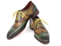 Paul Parkman Wintip Oxfords Green Handpainted Calfskin (ID#228-GRN)