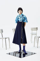 MARIGOLDSHADOWS - Original Kokone Pleated Asymmetrical Skirt - Navy Blue