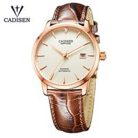 CADISEN Men Watches Automatic Mechanical Wrist Watch MIYOTA 9015 Top Brand Luxury Real Diamond Watch Curved Sapphire Glass Clock