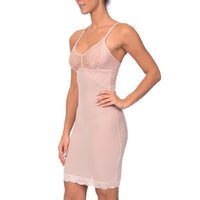 BODY BEAUTIFUL SHAPEWEAR - Original Hi Power Mesh Full Body Slip Shaper With Lace Detail at Bust Nude