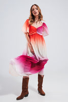 Q2 - Original Ombre Sweetheart Maxi Dress in Fuchsia