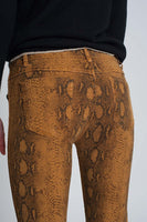 Q2 - Original Mustard Super Skinny Reversible Pants With Snake Print