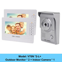 Home Video Doorbell Door Phone Intercom System 7" Color Screen With Waterproof Outdoor Camera Two-Way Audio With IR Night Vision