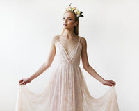 BLUSHFASHION - Original Pastel Pink Lace Wrap Maxi Dress With Straps 1146