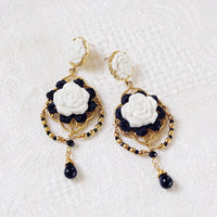 Original Classic Baroque Porcelain Rose Statement Earrings