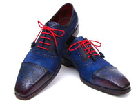 Paul Parkman Men's Captoe Oxfords Blue Suede (ID#024-BLUSD)