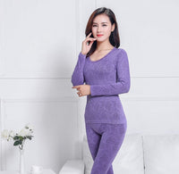 Queenral Sexy Warm Thermal Underwear Women Winter Thermal Underwear Seamless Long Johns Breathable Ladies Slim Underwears Sets