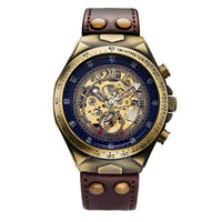 Men Watch Skeleton Automatic Mechanical Male Clock Top Brand Luxury Retro Bronze Sport Military Wristwatch Relogio Masculino