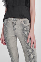 Q2 - Original Beige Super Skinny Reversible Pants With Snake Print