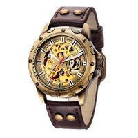 Men Watch Skeleton Automatic Mechanical Male Clock Top Brand Luxury Retro Bronze Sport Military Wristwatch Relogio Masculino