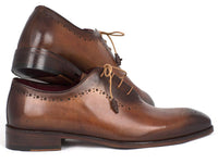 Paul Parkman Men's Brown & Camel Medallion Toe Oxfords (ID#GF61AZ)