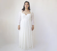 BLUSHFASHION - Original Curvy Ivory Sweetheart Wedding Dress With Puffy Sleeves #1333