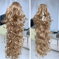 Synthetic Claw Clip Ponytail Luxury for Braiding 75cm 30" High Temperature Fiber Hairpieces Long Curly Hair Extensions for Women