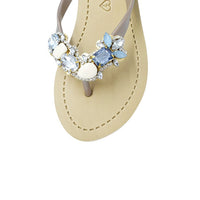 Original Blue York- Rhinestone Mid Wedge Flip Flops