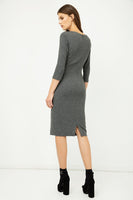 CONQUISTA FASHION - Original Grey Fitted Knit Dress