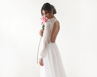 BLUSHFASHION - Original High Neck & Open Back Wedding Dress  #1181