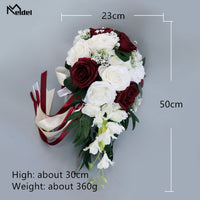 Original Meldel Bride Waterfall Wedding Bouquet Bridesmaid Wedding Flower Vintage Rose Flower Marriage Party Supplies Luxurious Bouquet