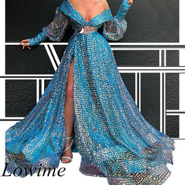 Original African Style Plus Size Celebrity Dresses 2019 Long Sleeves V-Neck Formal Evening Party Gowns Dubai Women Prom Gowns Vestidos