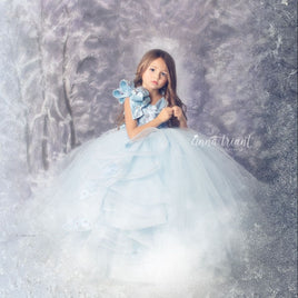 Original Luxury Ball Flower Girl Dresses For Wedding V Neck Beads Bow Girls Pageant Gowns Crystal Tulle Kids Prom Dress