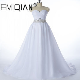 EMIQIAN - Original branca Vestido De Noiva,NEW Designer A line Bridal Gowns,Robe De Mariage Lace Up Strapless Wedding Dresses